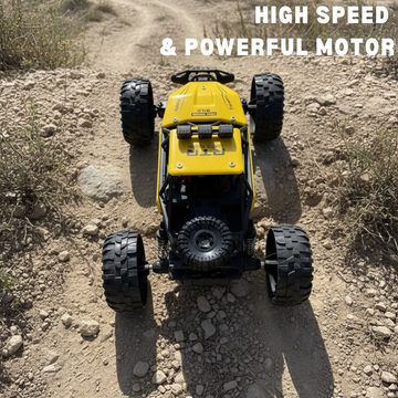 CUBIKS Remote Control Car Toy with LED Head Lights for Kids | Ideal for Kids of All Age | USB Rechargeable | Ideal for Birthday | for Boys & Girls | Racing Car High Speed Toy | Made in India | Yellow